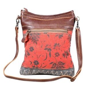 Myra Bag Red and Brown Floral Crossbody